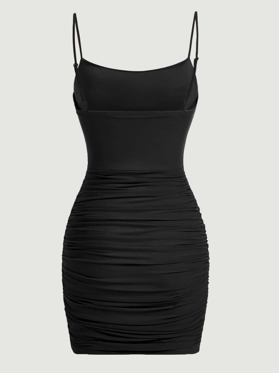 SHEIN Dresses & Skirts - SHEIN Black Ruched Mesh Midi Skirt
